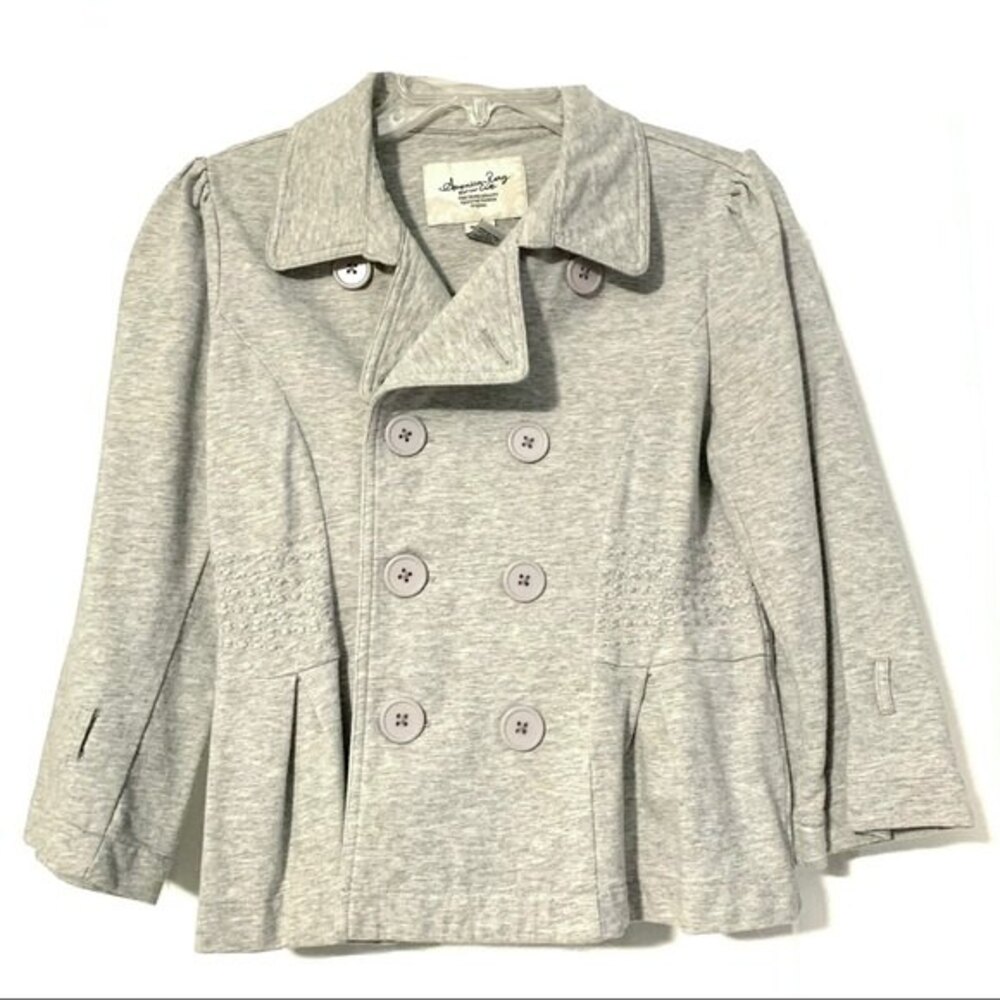 American Rag Light Gray Double Breasted Embroidered Jacket Blazer size Medium
